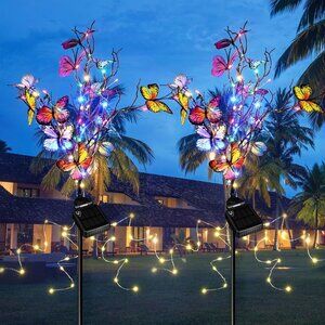 2-Pack Butterfly Solar Outdoor Lights